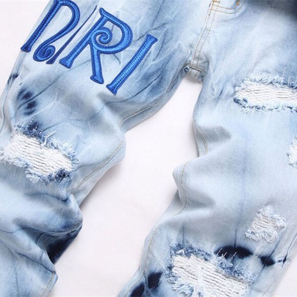 Amiri Black Inkjet Blue Distressed Jeans - Picture 4 of 9